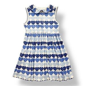 Rachel Riley | Sleeveless Heart Print Dress (7 yrs) 🩵💙